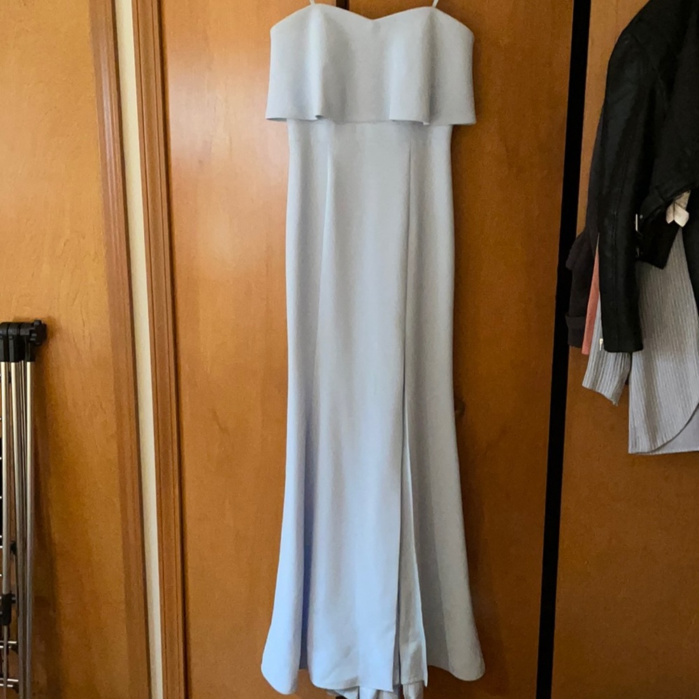 XSCAPE strapless floor length dress
